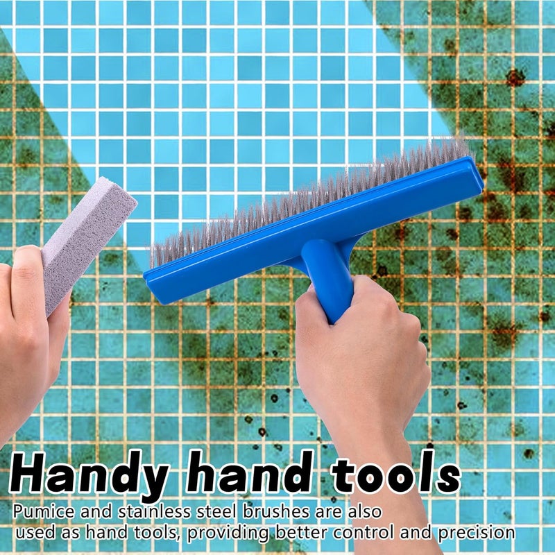 Adnee 7 Pcs Pool Cleaning Kit - Stainless Steel Pool Brush & Pumice Stones for Tile, Metal, Stone - Removes Rust, Calcium Deposits & Stains - Image 5